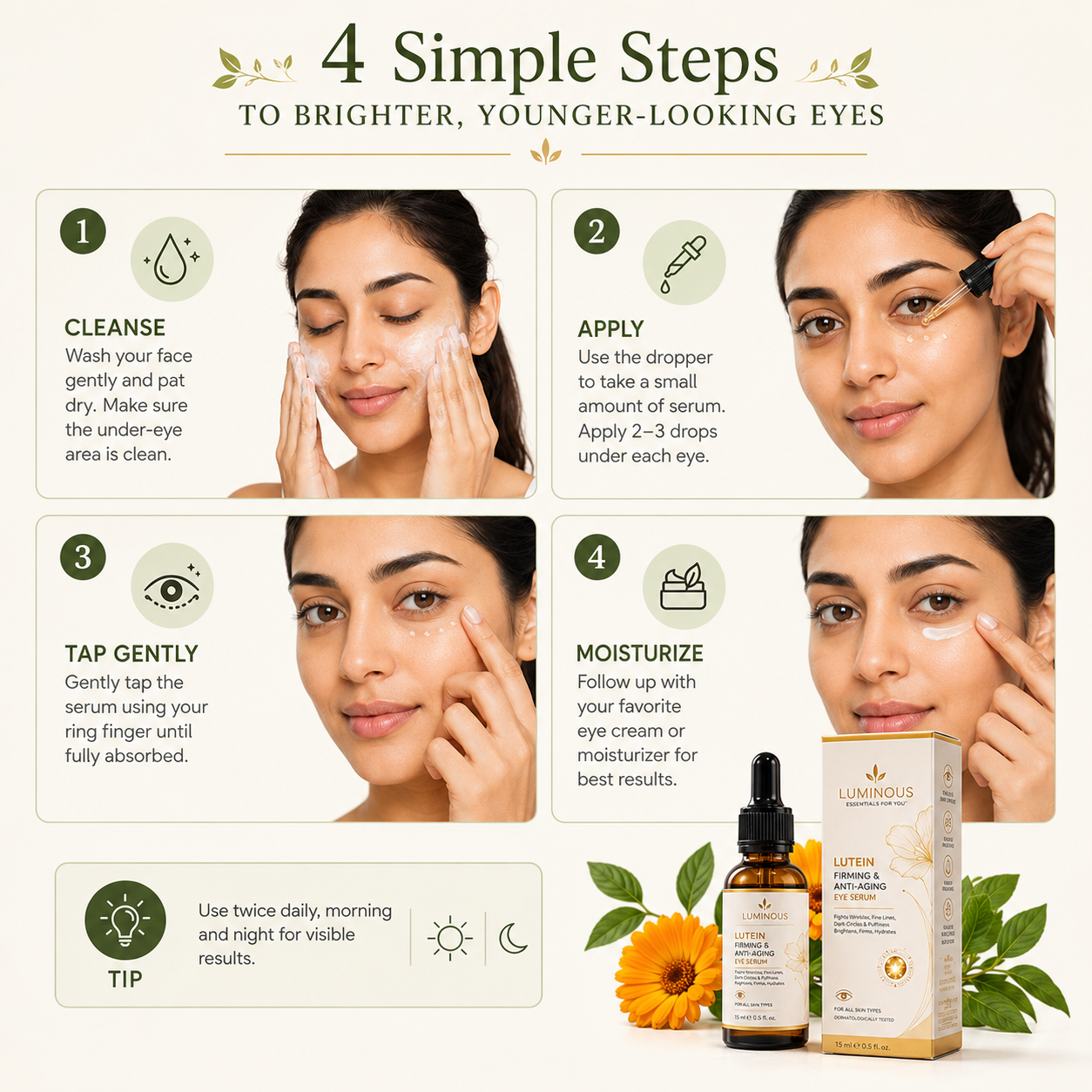 MDY Luminous Lutein Eye Serum — ✨ Tired of Dark Circles and Under-Eye Wrinkles ? See Visible Results in Just few Days!