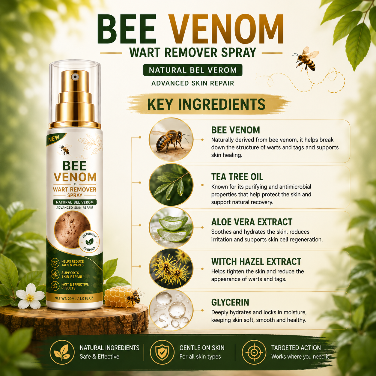 MDY Bee Venom Tag & Wart Remover Spray - Remove Skin Tags & Warts Without Pain – Get Smooth Looking Skin Again