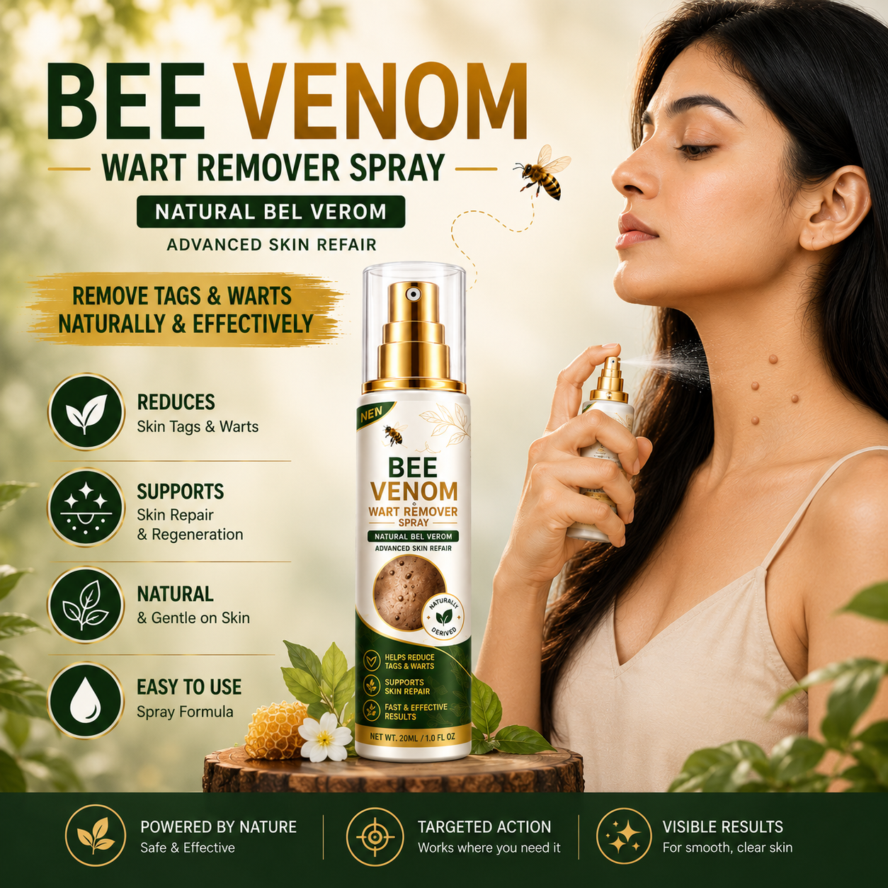 MDY Bee Venom Tag & Wart Remover Spray - Remove Skin Tags & Warts Without Pain – Get Smooth Looking Skin Again
