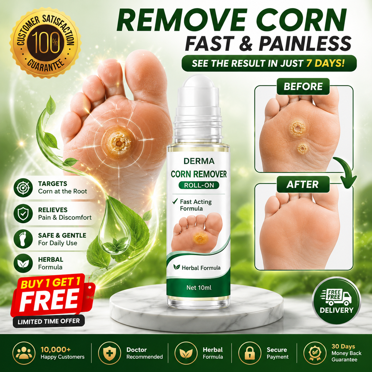 MDY Corn Remover Roll-On – Herbal Roll-On for Hard Corns & Rough Feet | Fast Acting Formula
