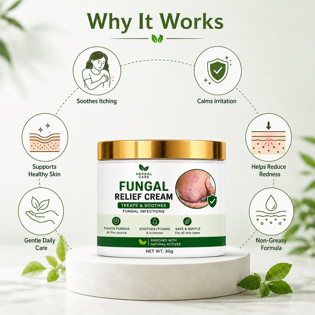 MDY Herbal Care Fungal Relief Cream  Soothing Herbal Relief for Itchy, Irritated Skin