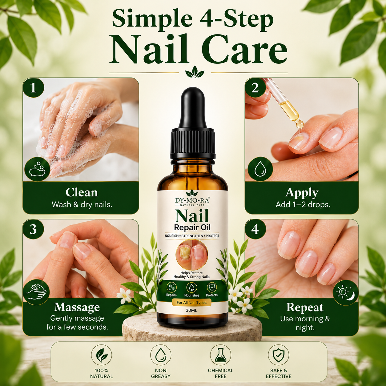 MDY Herbal Nail Repair Oil for Weak, Brittle & Damaged Nails — Trusted Daily Care for Fingernails & Toenails