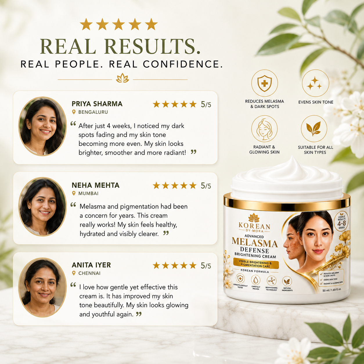 MDY Korean Advanced Melasma Defense Cream — See Visible Brightening in 4–8 Weeks